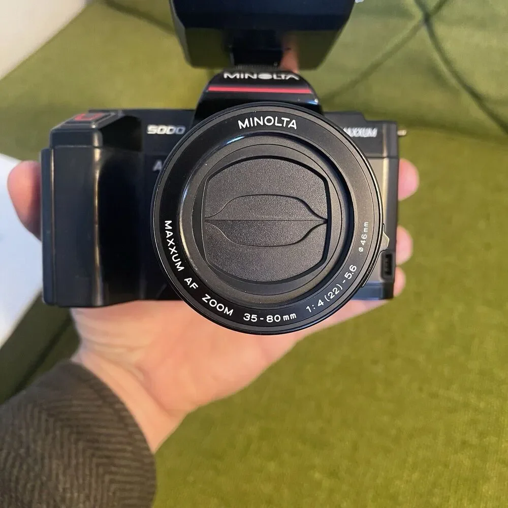 Vintage 1986 Minolta Maxxum 5000 AF SLR 35mm Film Camera - Maxxum 46mm Lens